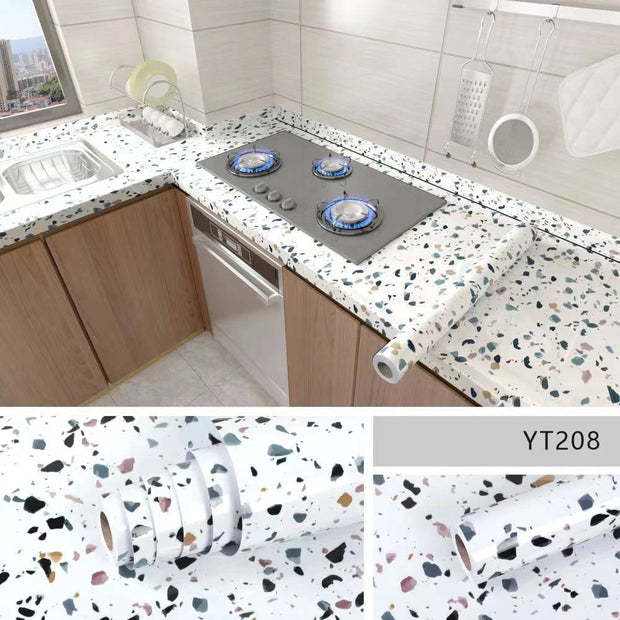 Kitchen Oil-Proof Film Stove Waterproof Moisture-Proof  Wallpaper Countertop Self-Adhesiv Cabinet Renovation Tile Marble Sticker