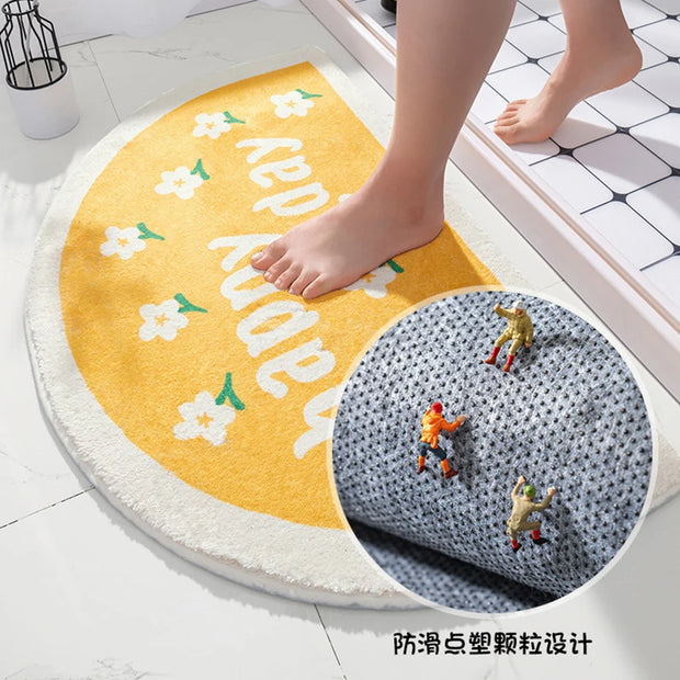 Soft Floor Mats Small Fresh Text Flowers Rugs Home Entrance Carpet Bedroom Toilet Bathroom Door Absorbent Non-Slip Foot Pad