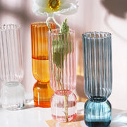 Transparent Stripe Glass Vases Flower Bottle Hydroponic Plant Pot Wedding Party Flower Arrangement Container Home Table Decor