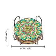 6pcs Diamond Painting Coasters With Holder Diy Green Mandala Coasters Diamond Painting Kits For Beginners Kids Birthday Gift