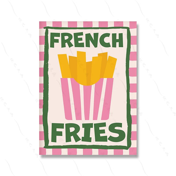 Color Food Art Quote Poster Pasta Club Canvas Painting Wall Prints French Fries Kitchen Pictures for Living Cafe Home Decoration