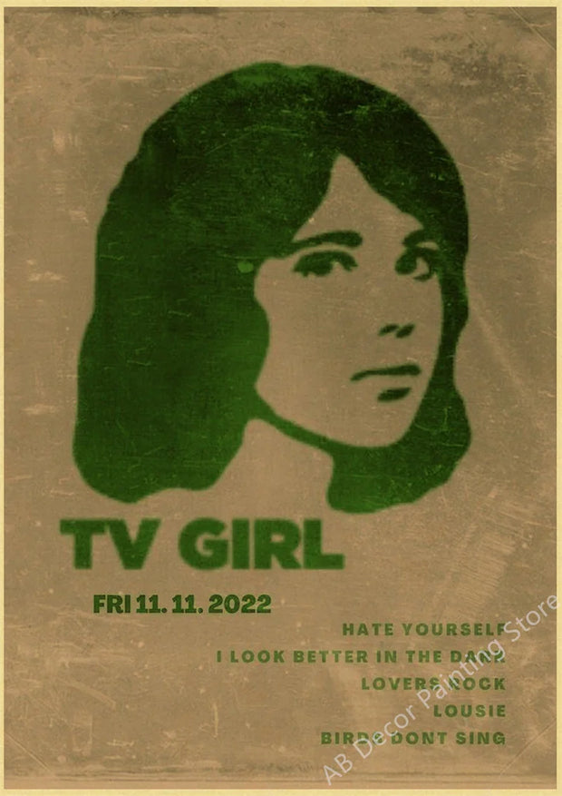 TV Girl Posters Retro Kraft Paper Prints Lovers Rock Vintage Poster Wall Art Painting Study Home Living Room Decoration Picture