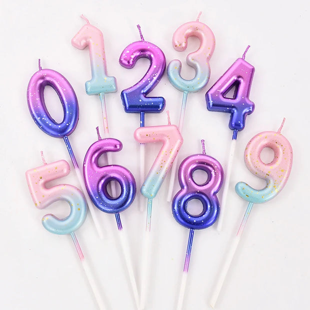 Happy Birthday Cake Decorated Interstellar Digital Colorful Candle Children's Delicate Candy Color 0-9 Number Candle Party Decor