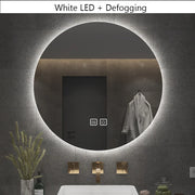 40/50/60CM Round Smart Hotel Bedroom Defogging Decorative Mirror LED Bathroom Mirror 3 Color Adjustable Backlight With