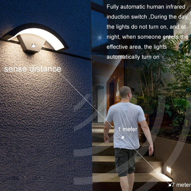 Outdoor Wall Light Waterproof IP65 Radar Motion Sensor Outdoor Lighting Porch Sconce Balcony Garden Outside Wall Lamp Vestibule