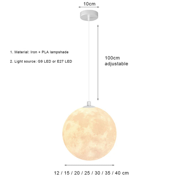 Moon Pendant light Nordic LED Hanging Lamp Modern Chandelier Indoor Lighting Home Decor For Bedroom Living Room Bedside Light