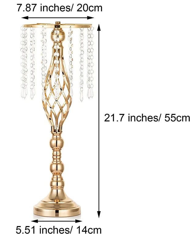 10 Pcs Gold Vase for Wedding Centerpieces  Table Decorations with Chandelier Crystals,  Flower Vase, Wedding Metal Flower Stand