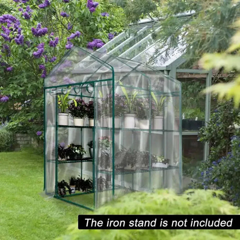 Garden Greenhouse PVC Cover Plants Keep WarmSunroom for Flowers Roll-up Windows (Without Iron Frame) 143*143*195cm/143*73*195cm