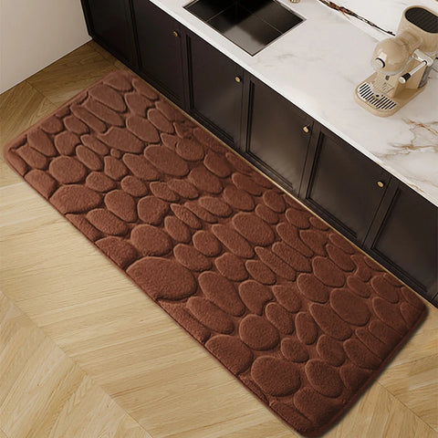 1pc Chic Cobblestone Design Kitchen Mat Soft Washable Anti-Skid Absorbent Home Decor Decor Rug