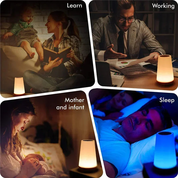 13 Color Changing Night Light RGB Remote Control Touch Dimmable Lamp Portable Table Bedside Lamps USB Rechargeable Night Lamp