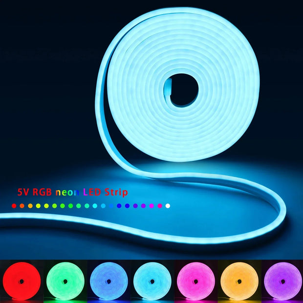 5V USB RGB Neon LED Strip 1M 2M 3M 5M RGB Neon Tape With TUYA Bluetooth App and Remote Control For Sign Neon Decoration Lighting