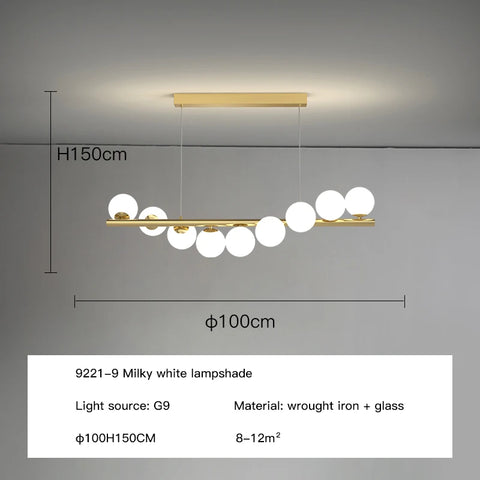 Nordic Ceiling Chandelier Suspension Glass Balls G9 Led for Table Dining Room Kitchen Long Hanging Lamp Office Front Desk Lights