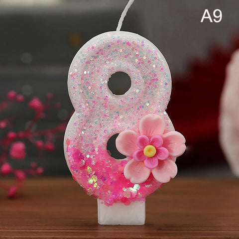 Birthday Candle Cake Topper Colour Changing Creative Number 0-9 Candle Flowers Digital Candles Girl Birthday Party Decoration