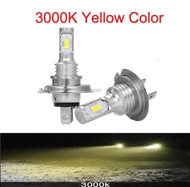 2Pcs LED Car Light H7 H4 Headlight Bulb H1 H11 H3 9005 9006 20000Lm 6000K White 3000K Yellow H9 H8 H1 Auto Front Fog Lamp