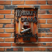 Vintage Metal Whiskey and Cigar Gentlemen's Club Sign: 8 x 12 inches / 20 x 30 cm, art print poster, wall art decoration