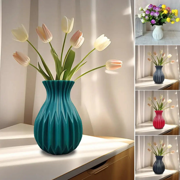 1Pc Decorative Vase Elegant Fine Workmanship Flower Vase for Home Decoration Modern Plastic Flower Pot for Room Wedding Ornament