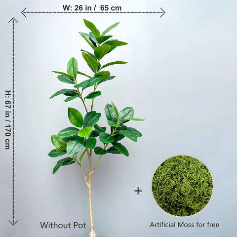 70/135cm Artificial Ficus Tree Branches Large Banyan Leaves Fake Rubber Plant Plastic Tall Plant Landscape For Home Garden Decor