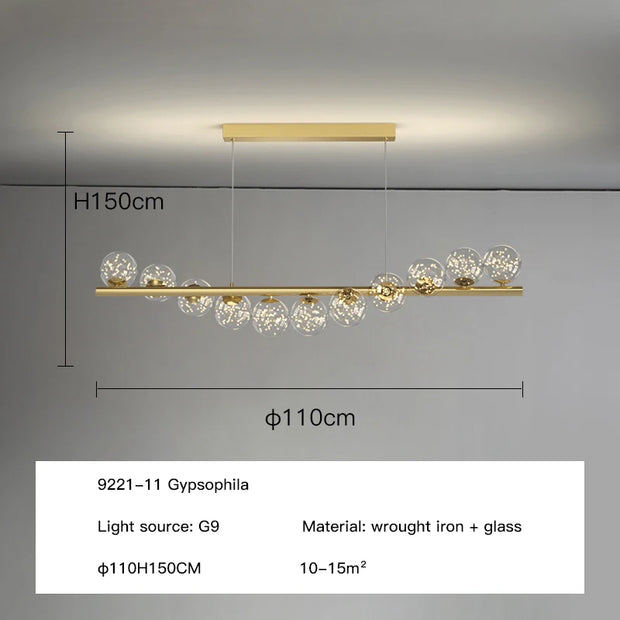 Nordic Ceiling Chandelier Suspension Glass Balls G9 Led for Table Dining Room Kitchen Long Hanging Lamp Office Front Desk Lights