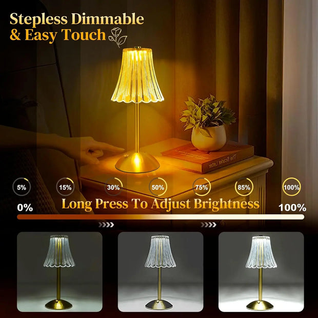 LED Table Lamps 3 Color Touch Dimming Night Light USB Rechargeable Cordless Atmosphere Bedroom Bedside Reading Lamps Decor Light