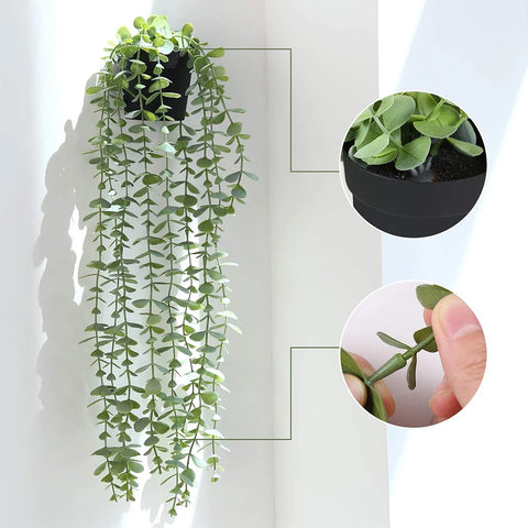 1pc Artificial Hanging Plant Eucalyptus Rattan Potted Green Plant Suitable Mandala Vine for Room Wall Home Shelf Interior Decor