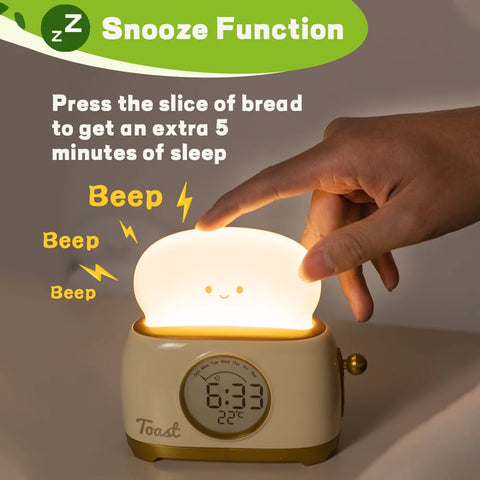 Kid Alarm Clock LED Night Light Digital Clock Children's Sleep Trainier For Home Bedroom Bedside Cute Temperature Display Reloj