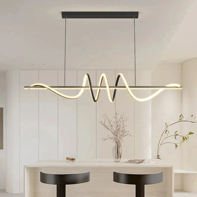 Minimalist Modern Dining Table LED Pendant Lights Linear Wavy Chandelier for Dining Room Living Room Bar Home Decor Hanging Lamp