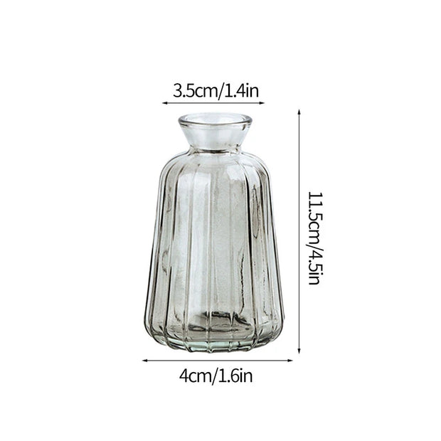 Vintage Flower Vase Mini Glass Vase Wedding Party Transparent Hydroponics Plant Flower Vases Desktop Ornaments Home Decorations