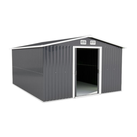 Outdoor Storage Tool Shed with Sloping Roof and Lockable Door Metal Shed for garden Terrace Lawn Carport Large Me