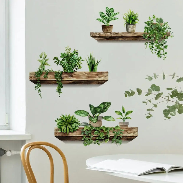 Creative Wall Stickers Potted Plant Decals Self-adhesive Removable Wall Mural DIY Wall Art Home Decoration Accessories