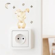 1 Sheet Cute Animal Switch Sticker Children's Room Lion Elephant Rabbit Wall Stickers Wall Decals DIY Living Room Wall Sticker