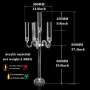 1-10 PCS 5 Arms Candelabra Acrylic Candle Holders Wedding Table Centerpieces Flower Stands Party Candlesticks Decoration