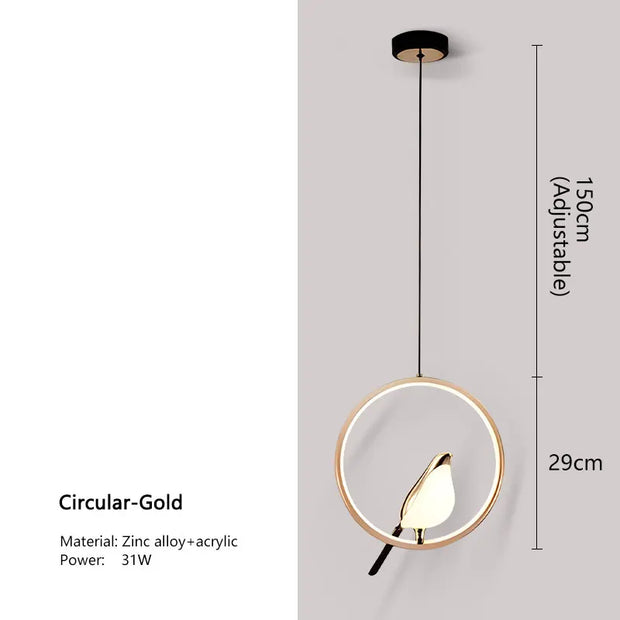 Magpie Bird LED Cord Pendant Lamps AC85-265V Indoor LED Chandelier Lights for Bedside Bedroom Indoor Black Silver Hanging Lights