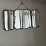 Square Modern Minimalist Metal Trifold Mirror Stainless Steel Wall Mounted Mirror Bathroom Dressing Table Decorative Mirror