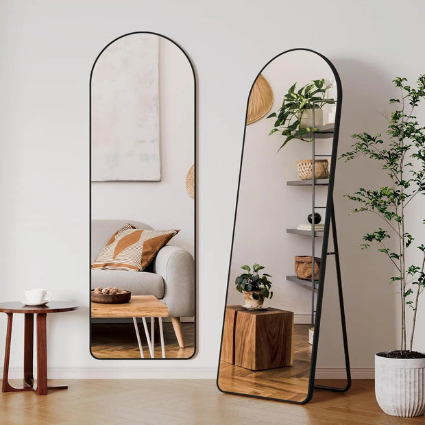 Full Length Mirror Standing Hanging or Leaning Against Wall Large Bedroom Floor Mirror Dressing, Aluminum Alloy Frame 162cm