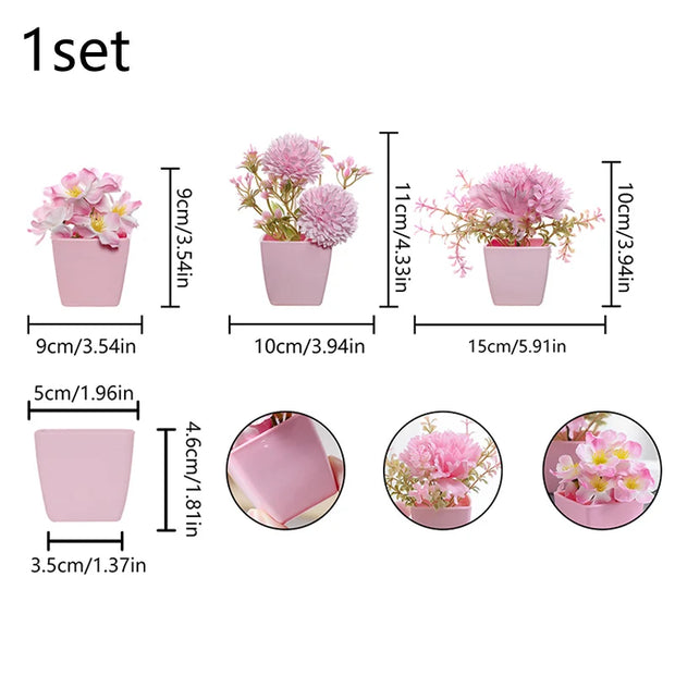 (A set of 3PCS) Simulated Mini Potted Plants Suitable For Decorating Homes, Restaurants, Tabletops, Windowsills, And Bookshelves