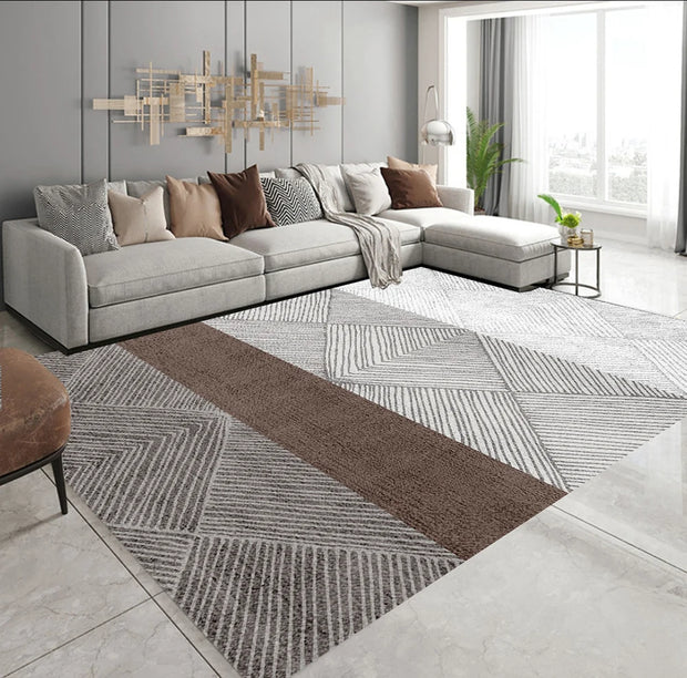 VIKAMA Nordic Luxury Crystal Fleece Large Living Room Carpet Bedroom Office Anti-Slip Stain-Resistant Rug Home Decor