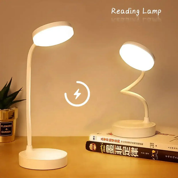 LED Portable Dimmable Table Lamp USB Plug Powered Desk Lamp Bedroom Reading Night Light Eye Protection LED Bedside Lamp