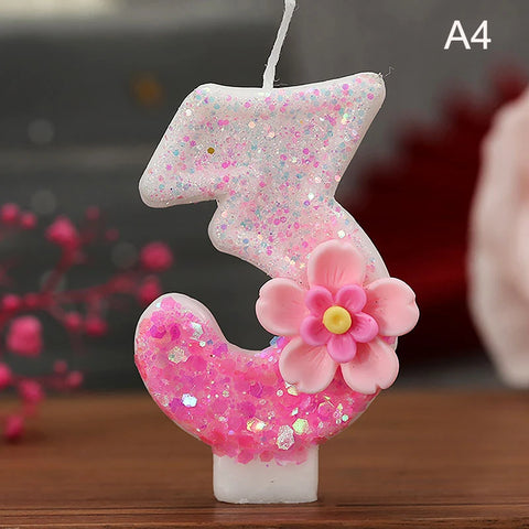 Birthday Candle Cake Topper Colour Changing Creative Number 0-9 Candle Flowers Digital Candles Girl Birthday Party Decoration