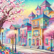 EverShine 5D DIY Diamond Mosaic House Street Complete Kit Painting Pink Scenery New 2024 Embroidery Full Display Gifts for Women