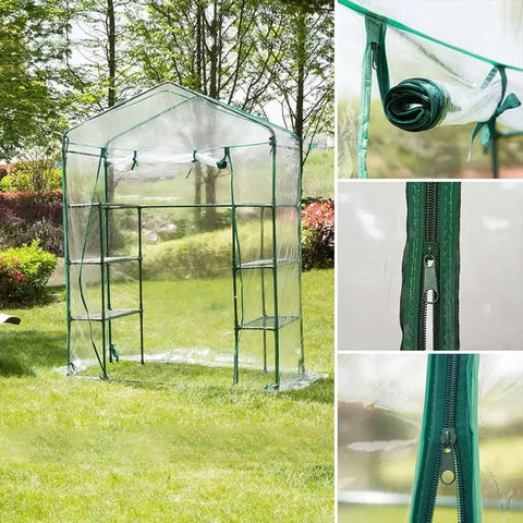 Garden Greenhouse PVC Cover Plants Keep WarmSunroom for Flowers Roll-up Windows (Without Iron Frame) 143*143*195cm/143*73*195cm