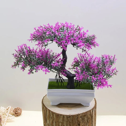 Artificial Plastic Plants Bonsai Small Tree Pot Fake Plant Potted Flower Home Room Table Decoration Garden Arrangement Ornaments