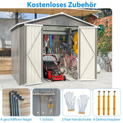 Metal Tool Shed 9 m³ with Pent Roof, Garden Shed with Metal Base (without Base), Tool Cabinet for Garden, Grey