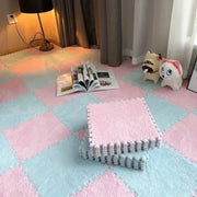 30x30cm Plush Puzzle Foam Floor Mat Creative Fashion Carpet Square Interlocking Carpet Fluffy Area Rugs