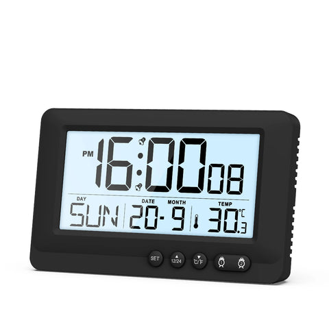 ORIA Travel Alarm Clock LCD Display Digital Clock with Dual Alarms Portable Alarm Clock With Calendar for Bedroom Office Travel