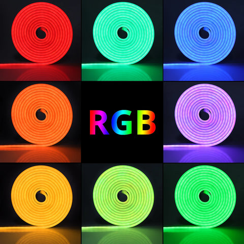 EU Plug DC12V-24V RGB Neon LED Strip 1/2/3/4/5/10/15M WiFi Neon RGB Strip Work With Tuya/Smart Life for Home Neon Decor Lighting