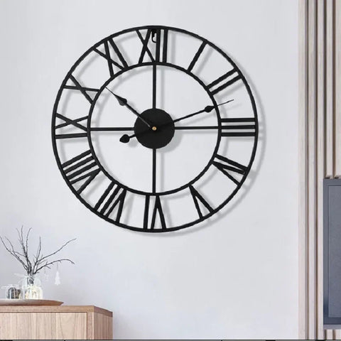 Nordic Style Metal Roman Numeral Wall Clocks Retro Iron Round Face Black Gold Large Outdoor Garden Clock for Home Decoration