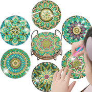 CHENISTORY 6 Pcs Diamond Painting Coasters with Holder, Mandala Diamond Art Coasters Diamond Small Painting Kits Art Craft