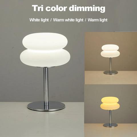 Bedroom bedside lamp creamy style table lamp USB plug tri color dimming living room study atmosphere light