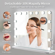 Hollywood Vanity Mirror with Lights Lighted with15 Dimmable LED Bulbs 3 Color Lighting,Adjustable Brightness USB Charging Port