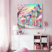 EverShine 5D DIY Diamond Mosaic House Street Complete Kit Painting Pink Scenery New 2024 Embroidery Full Display Gifts for Women